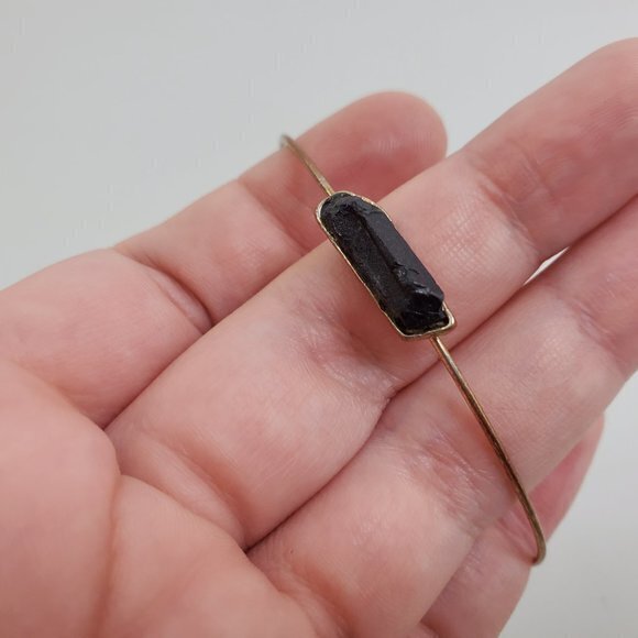 Crystal Bangle Black Gold‎ Tone Thin Dainty Bracele - Picture 3 of 7